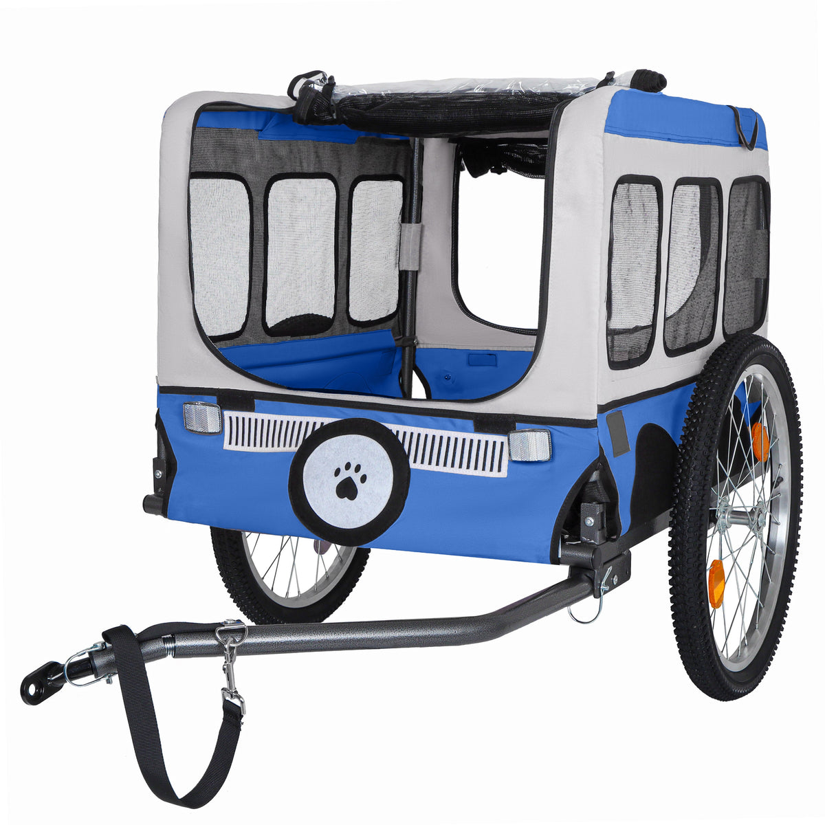 Large Folding Bike Trailer for Dogs - 20×2 1/8 Inches Wheels, Heavy-Duty Steel Frame, Spacious Design, All-Terrain Cycling, Jogging & Camping Adventure, Blue