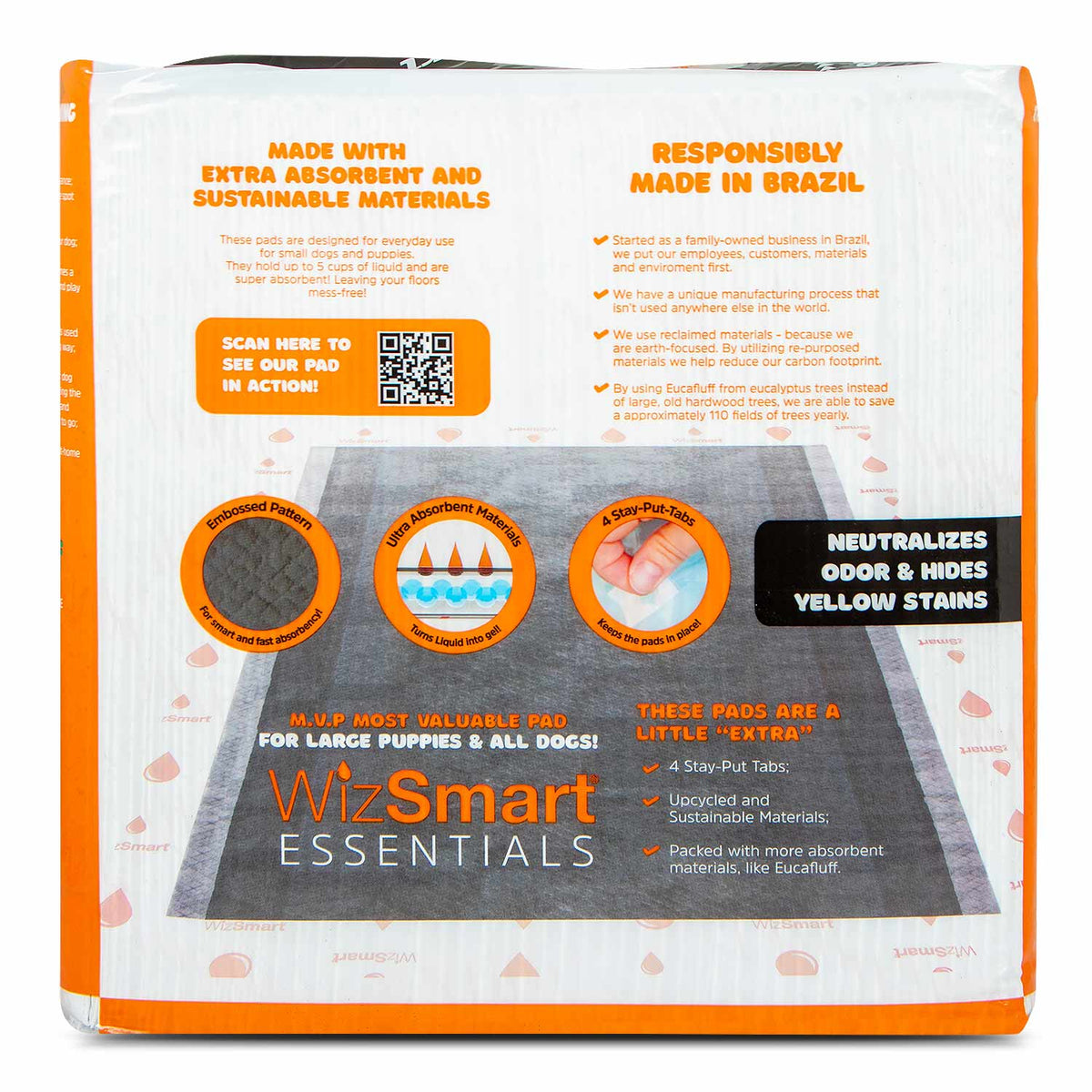 WizSmart Essentials Pads with Charcoal, XL, 50 ct